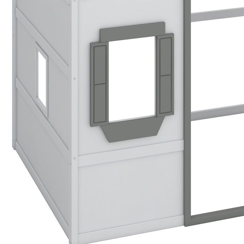 Lit mezzanine avec échelle House, Blanc / gris