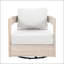 Fauteuil club pivotant en bois Telluride, finition blanc clair avec coussin beige-1041367469