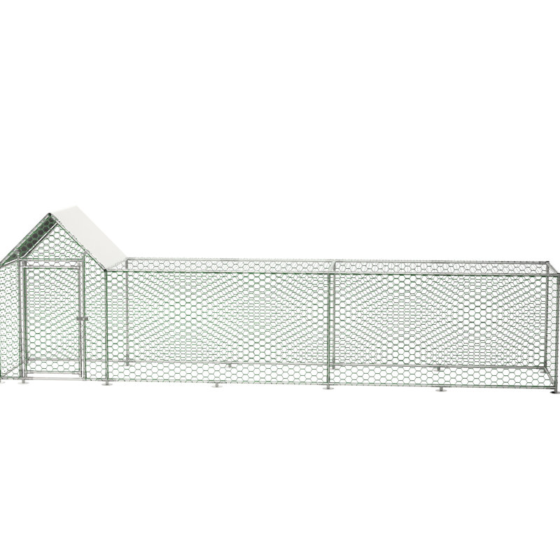 Poulailler 16 x 3 pi avec couvercle - Grillage métallique enduit de métal et protection contre le soleil et la pluie