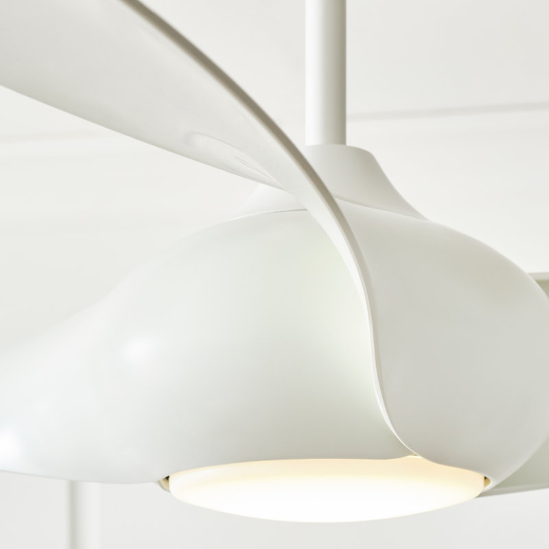 Topan Smart 60 LED Indoor Ceiling Fan with Threaded Downrod, ABS blades and Handheld Remote, Matte White/Matte White