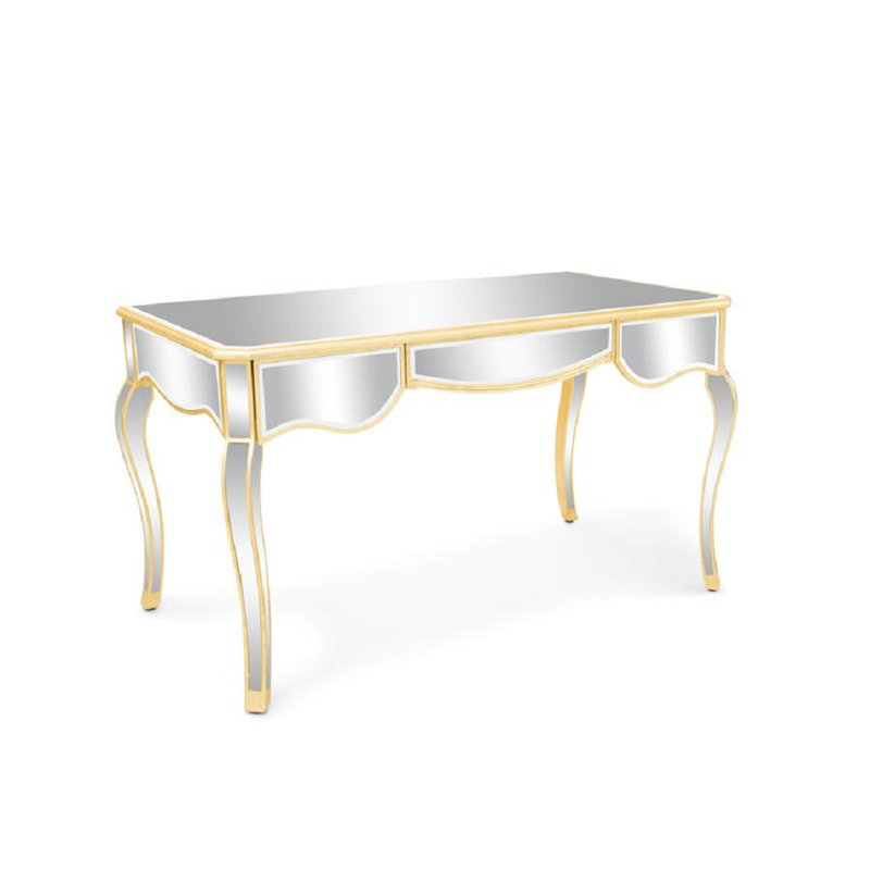 Table de coiffeuse en verre de qualité supérieure avec 3 tiroirs à fermeture en douceur Mader 
