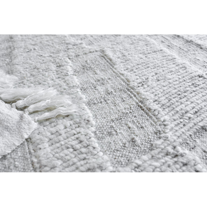 Canyon Wool Abstract Area Rug in Silver/Gray, Rectangle 8' x 10'