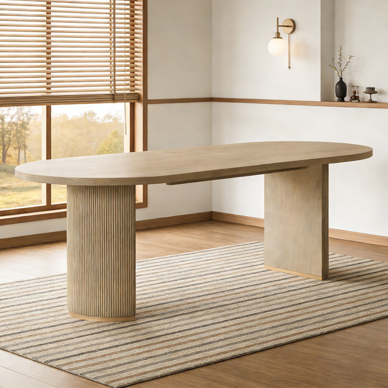 Oval Dining Table Double Pedestal, Natural