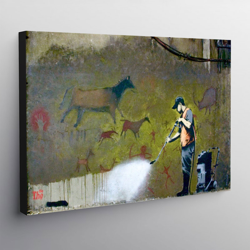 Banksy Power Washer - Wrapped Canvas Print, 20.5cm H x 31cm W x 4cm D