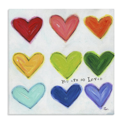 «You Are So Loved Rainbow Hearts», art mural sur toile par Alli Rogosich