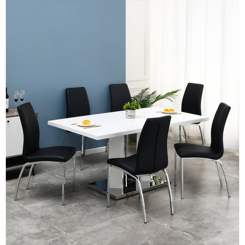 Camerton 6 - Person Dining Set, White, Black