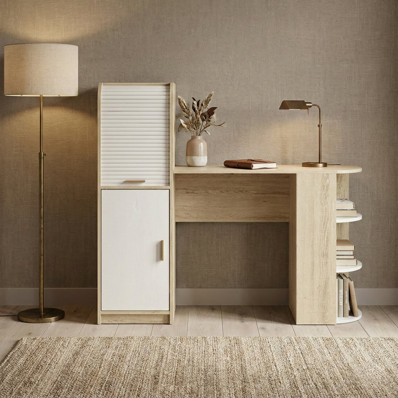 Bureau d'étude avec porte coulissante cannelée Aurel