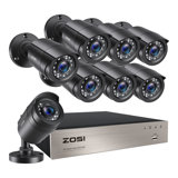 8CH 1080P DVR Security Camera System, 8 x 2MP Wired Outdoor Bullet Cameras, Motion Detection