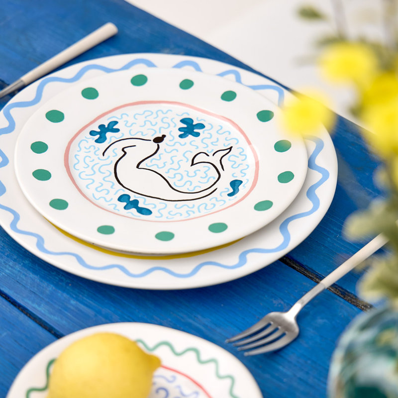 Summer Bliss Handmade Stoneware Salad/Dessert Plate