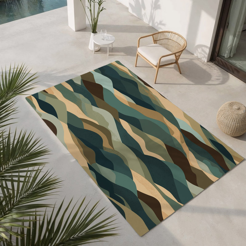 Tapis intérieur et extérieur Ethereal Tides, Rectangle 1 pi 6 po x 2 pi 6 po