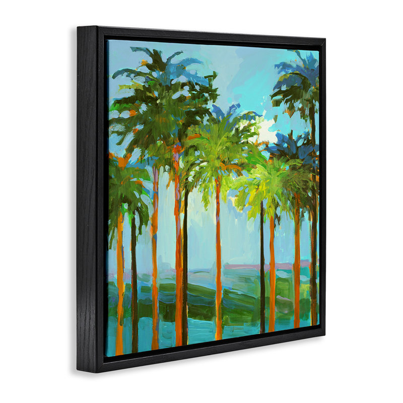 «Tall Palms Abstraction» par Jane Slivka, Cadre flottant noir de jais, H 25 po x l 25 po