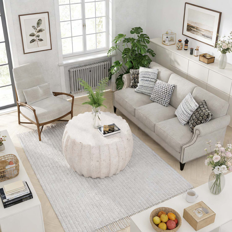 Table basse moderne, durable et polyvalente pour une utilisation intérieure et extérieure, Blanc