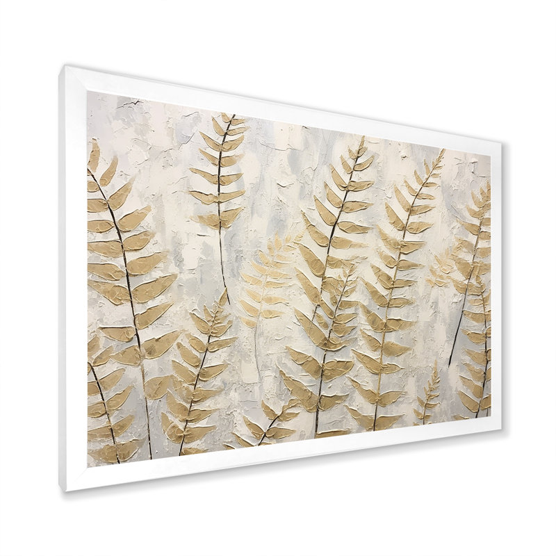 Golden Ferns Silent Symphony VI sur impression sur toile, Cadre simple blanc, H 24 po x l 32 po x P 1,5 po