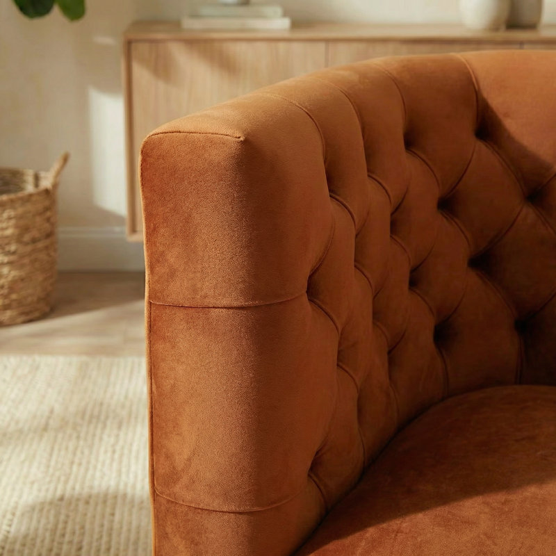 Chaise d'appoint Brandon, Velours orange brûlé
