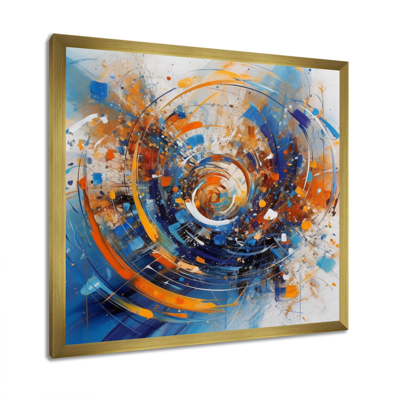 «Blue and Orange Space», reproduction sur toile, Or, H 36 po x l 36 po x P 1,5 po