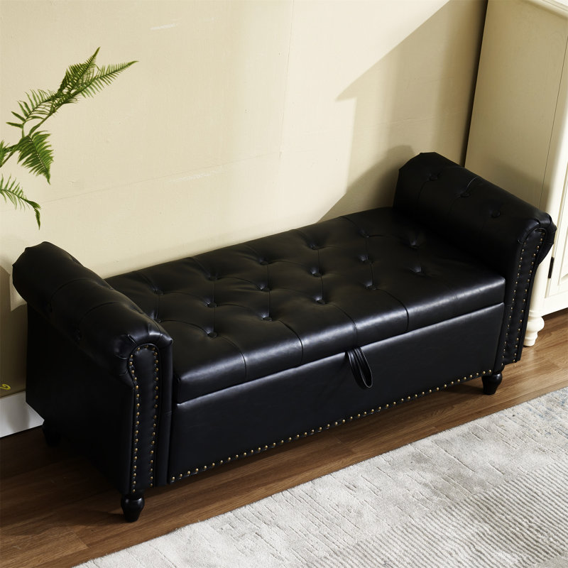 Repose-pieds avec rangement Coolmore 55,25 pouces, Noir, noir, noir, noir