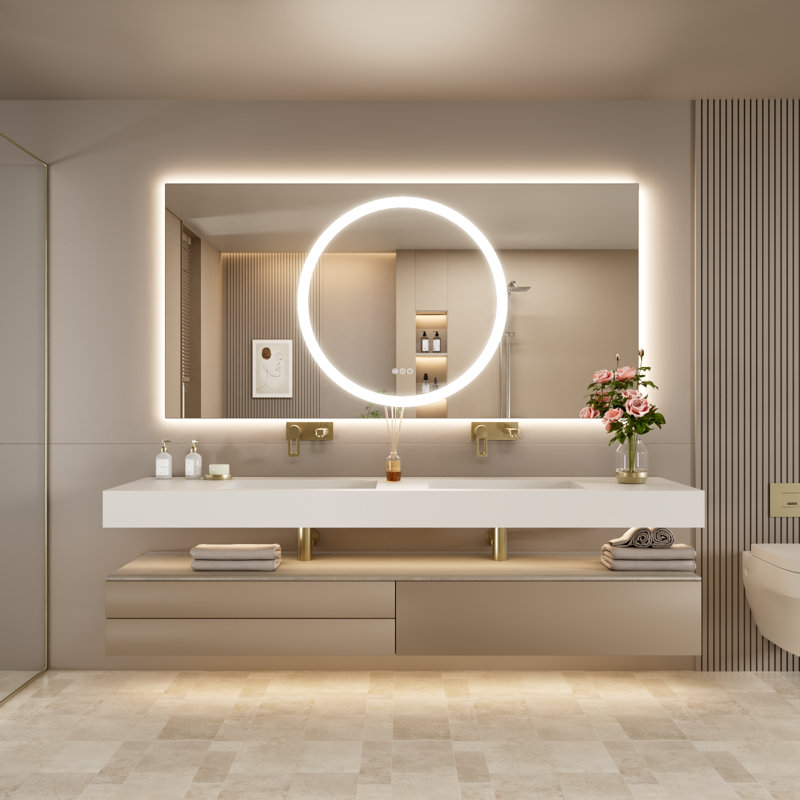 Dimmable LED Bathroom Mirror with Lights, 72" x 36"