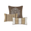 Ensemble de courtepointe 6 pièces avec coussins décoratifs en jacquard - Ensemble de literie réversible brun / or pour lit double / grand lit, couvre-lit jacquard en polyester de luxe avec taies décoratives-122647470