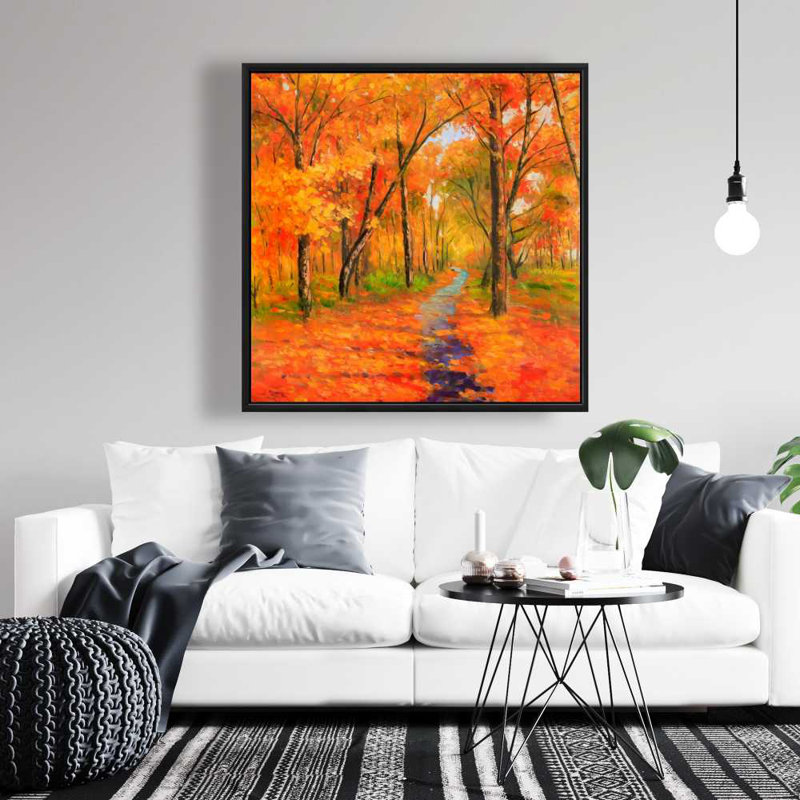 Autumn Trail in the Forest - Framed Canvas for Home Decor