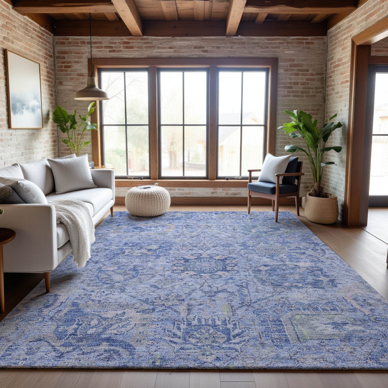 Premium Machine Washable Wayne AMF1102 Damask Rug, Rectangle 9' x 12'