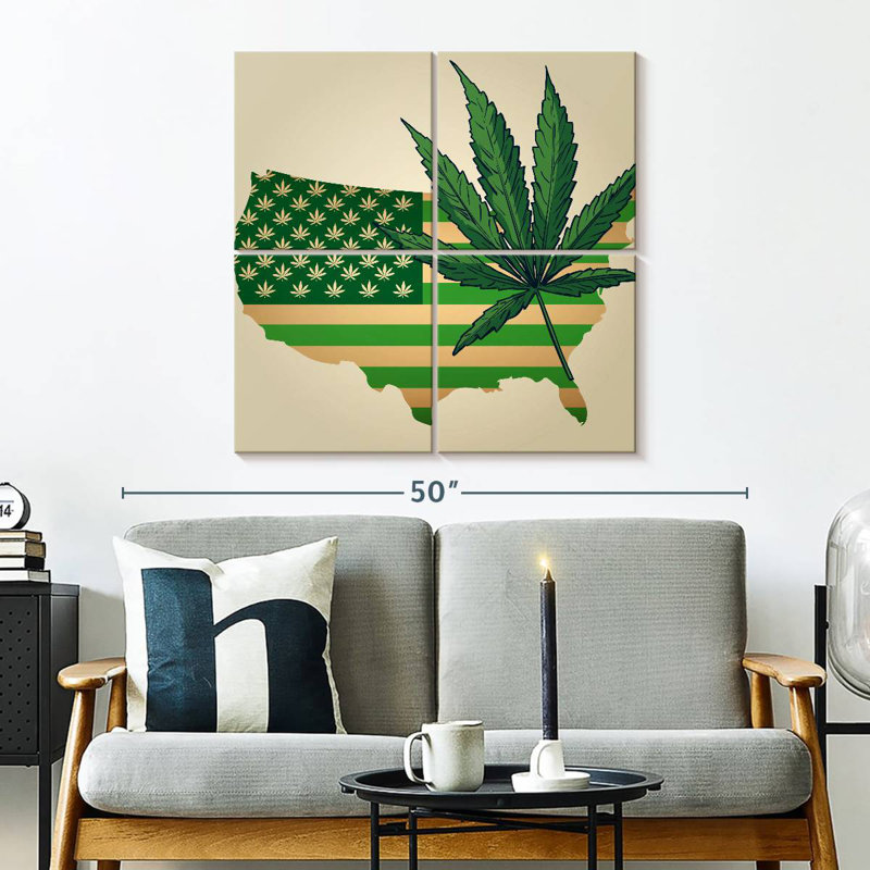 Marijuana Leaf USA Map