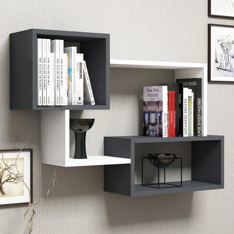 Tablette 3 pièces, Blanc / gris anthracite