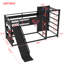 Lit mezzanine double en métal avec glissade et mur d'escalade Roomfitter, lit de sport avec panier de basketball, noir-546952339