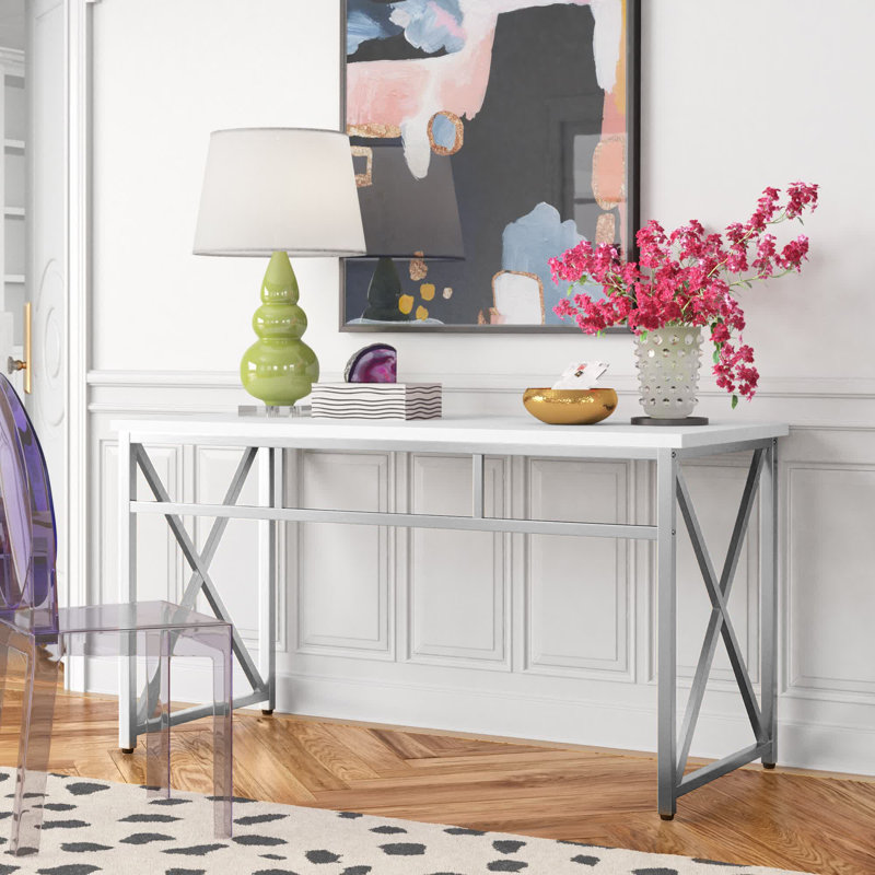Aden Stainless Steel Writing Desk, Chrome