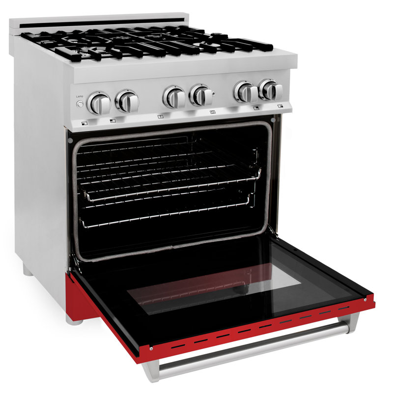 ZLINE 30" Legacy Dual Fuel Range, Red Matte Stainless Steel