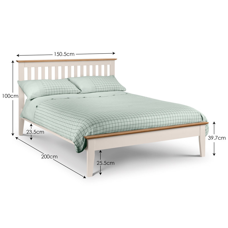 Fleming Solid Wood Bed, Ivory Lacquer/Oak, Double (4'6)