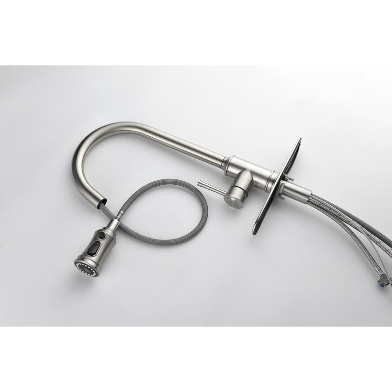 Robinet de cuisine rétractable à grande arche - Robinet d'évier en acier inoxydable à poignée simple | Idée de cadeau