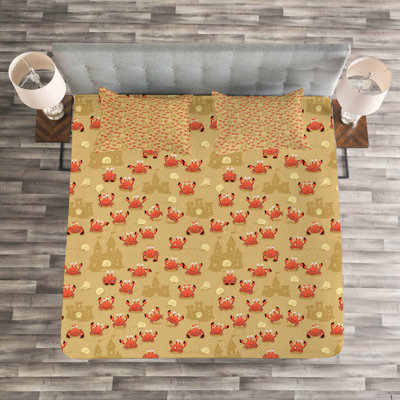 Acasia Yellow/Red Microfibre Bedspread Set