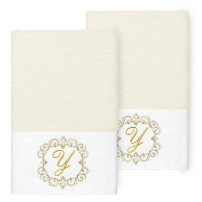 Winston Porter 100% Turkish Cotton MONICA 2PC Embellished Hand Towel Set
