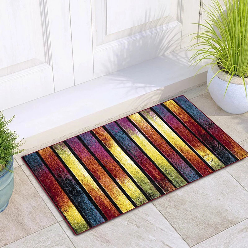 Striped Polypropylene Rug & Runner – Modern Soft Pile, Easy Clean, High Traffic Area Carpet, Runner 60 x 220cm