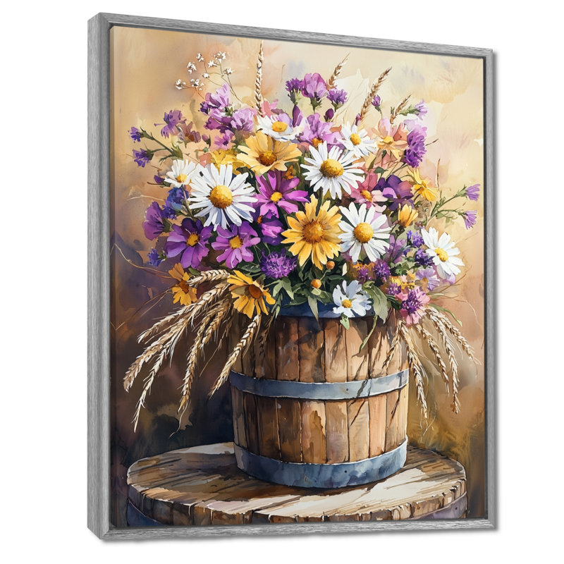 Art floral mural Wildflower Breeze Farmhouse II - Fleurs sauvages, Argent argent, H 40 po x l 30 po
