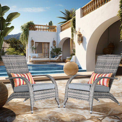 Ensemble de chaises d'extérieur en osier Adirondack pour 2 chaises d'extérieur en rotin