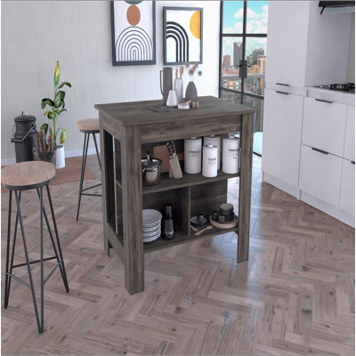 Îlot de cuisine, quatre pieds, trois tablettes