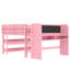 Lit mezzanine multifonctionnel en bois rose avec rangement et tableau noir pour chambre d'enfant moderne