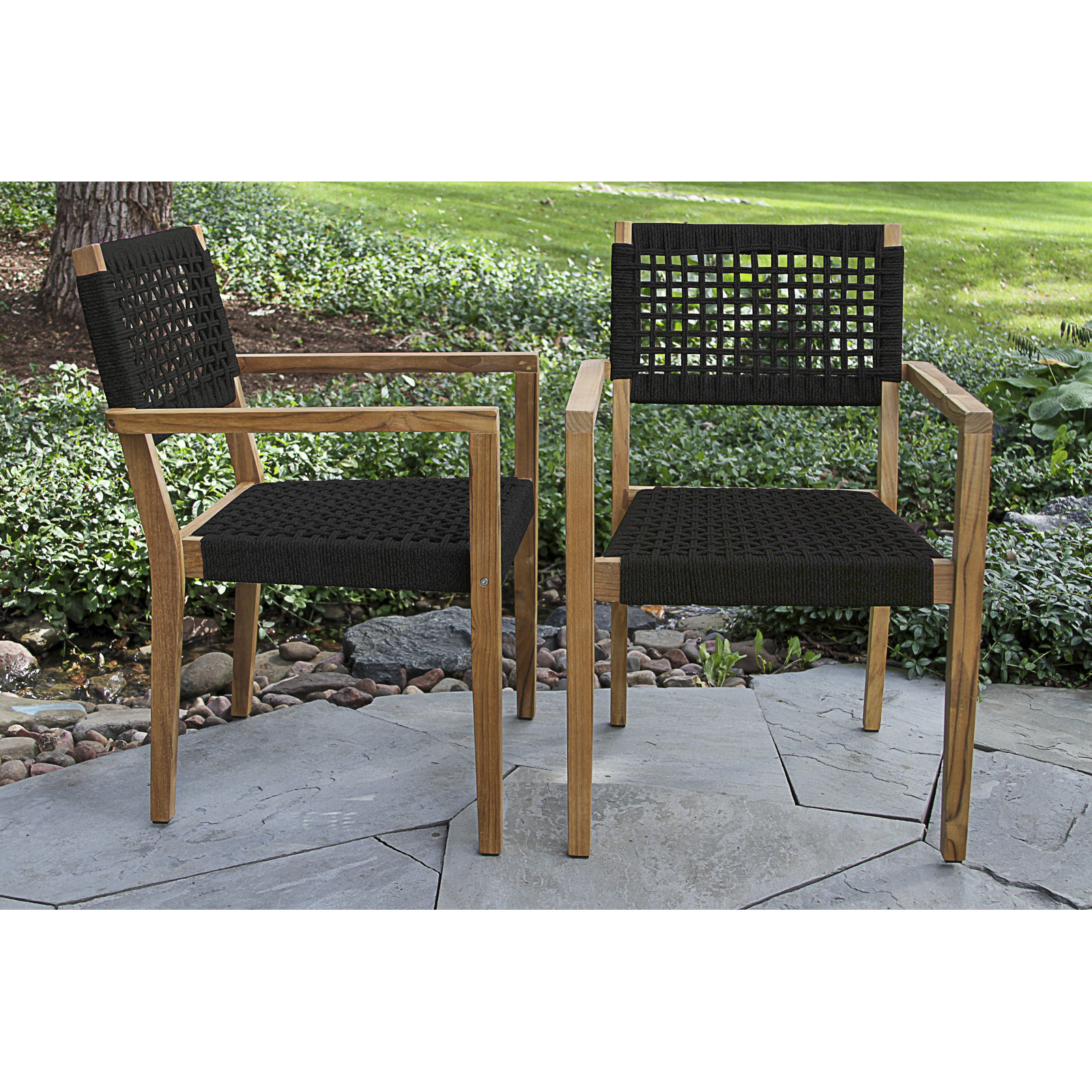 Cava 38" Patio Dining Set, Gray/Black
