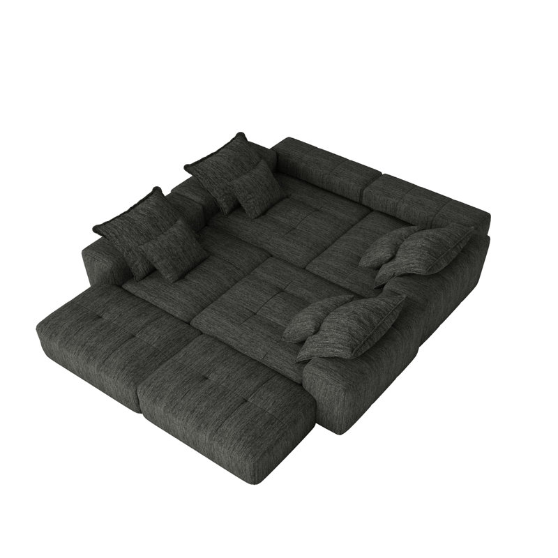 Boneless Modern Oversized Modular Sectional Sofa, Black