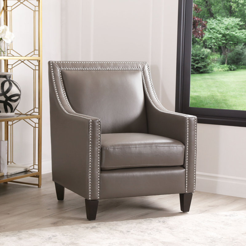 Holsworthy Faux Leather Armchair, Gray Faux Leather