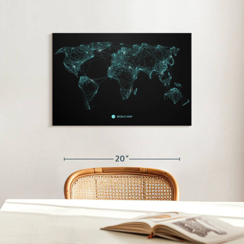 Aliaz Network Connection World Map, 16" H x 24" W