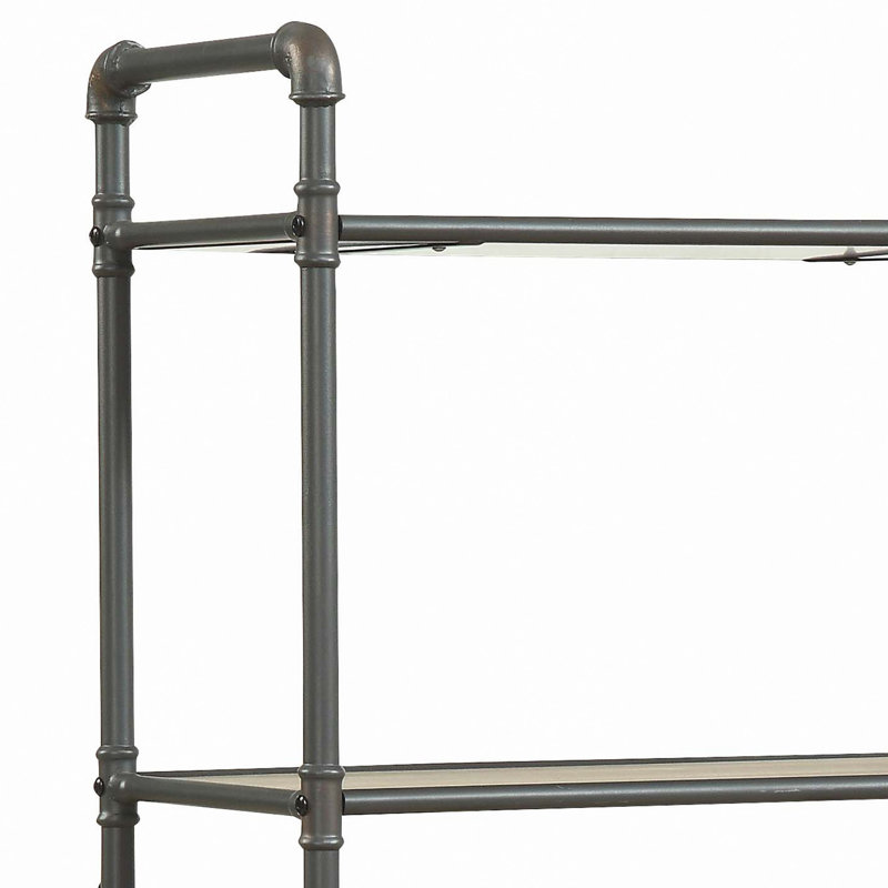 Forshee Geometric Bookcase in Antique Oak and Sandy Gray, (3 Shelves) 36 "H x 26" W x 14 "D