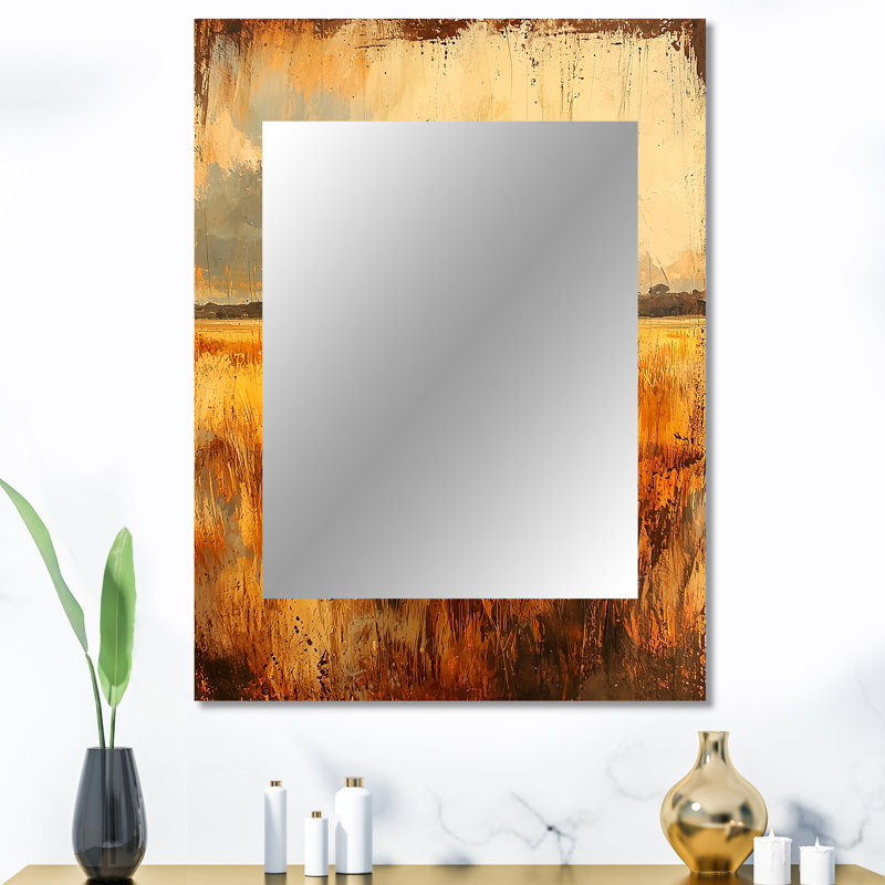 «Elephants Crossing The Savannah II», miroir mural décoratif, art moderne imprimé, 40 po x 30 po