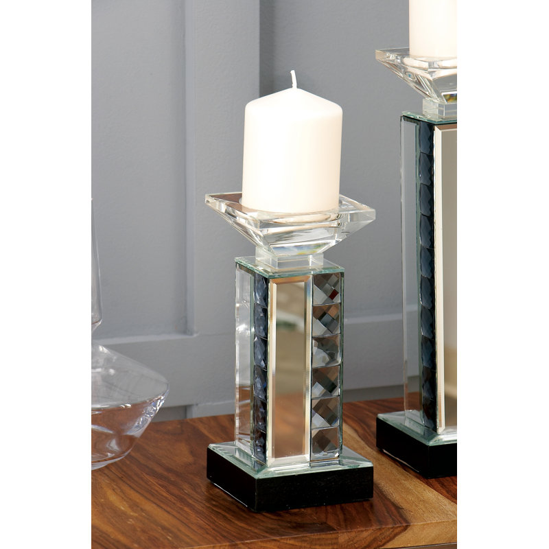 Chandelles en verre en bois, H 9 po x l 4 po x P 4 po