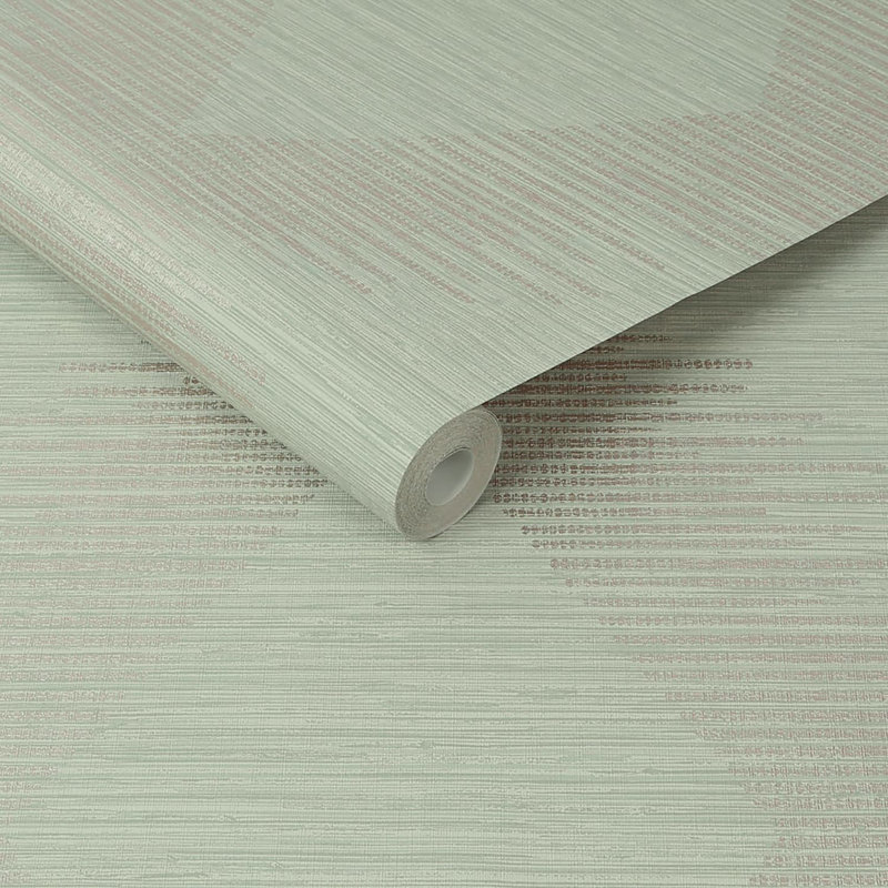 Zen Geometric Metallic Wallpaper Double Roll, Sage