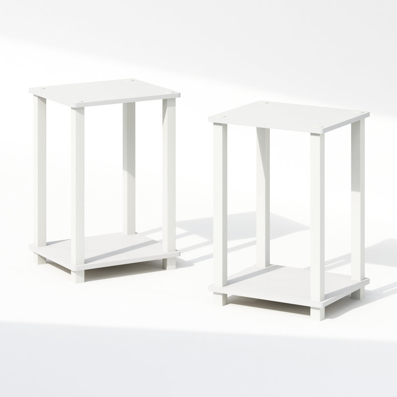 34.04cm W Plastic Bedside Table, White, White