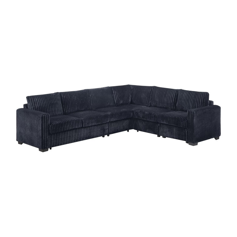 Canapé modulaire en velours côtelé 4 pièces Arielli, Velours côtelé noir