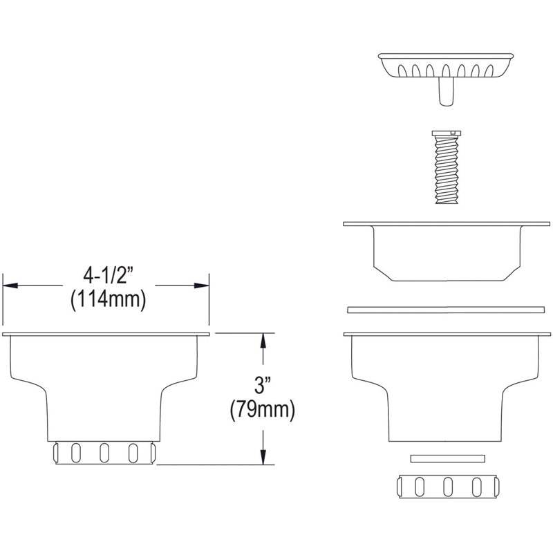 Drain de lavabo de cuisine déroulant 3,5", Blanc camée