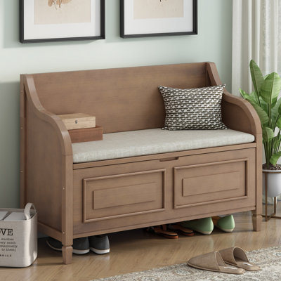 Banc de rangement multifonctionnel en bois massif de style rustique
